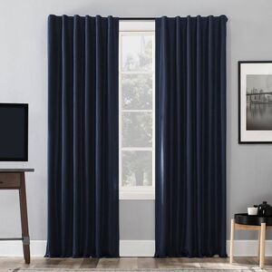 Sun Zero - 50"x95" Sun Zero Blackout Evelina Faux Dupioni Sil Navy Blue